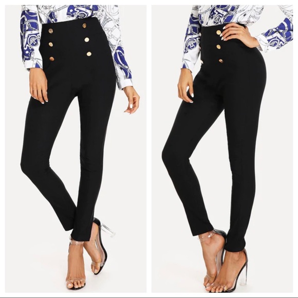 Fabulous High Waist Solid Chic Sailor Style Skinny Pants - Picture 3 of 5